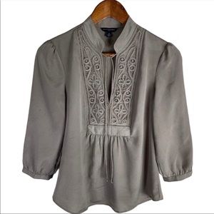 Banana Republic 3/4 Sleeve Lace Front Blouse